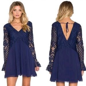 NWT Tularosa Skylar Navy Blue Lace V Neck Dress XS